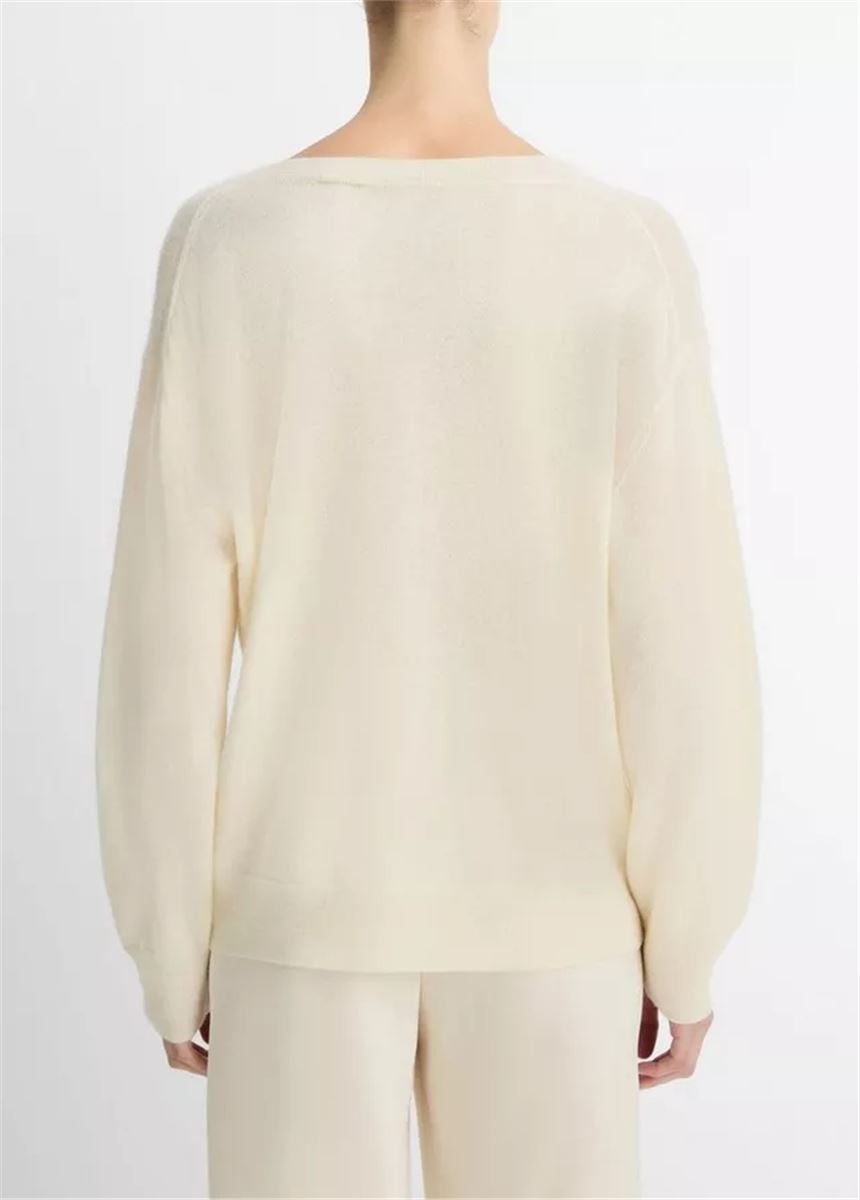 CASHMERE-SILK DEEP V-NECK SWEATER