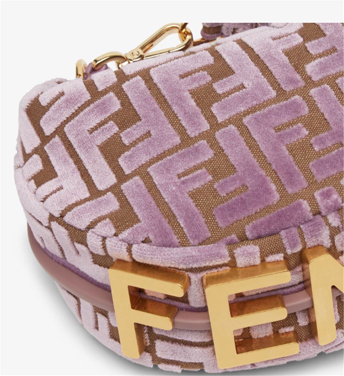 MAUVE PINK FF JACQUARD VELVET MINI-BAG