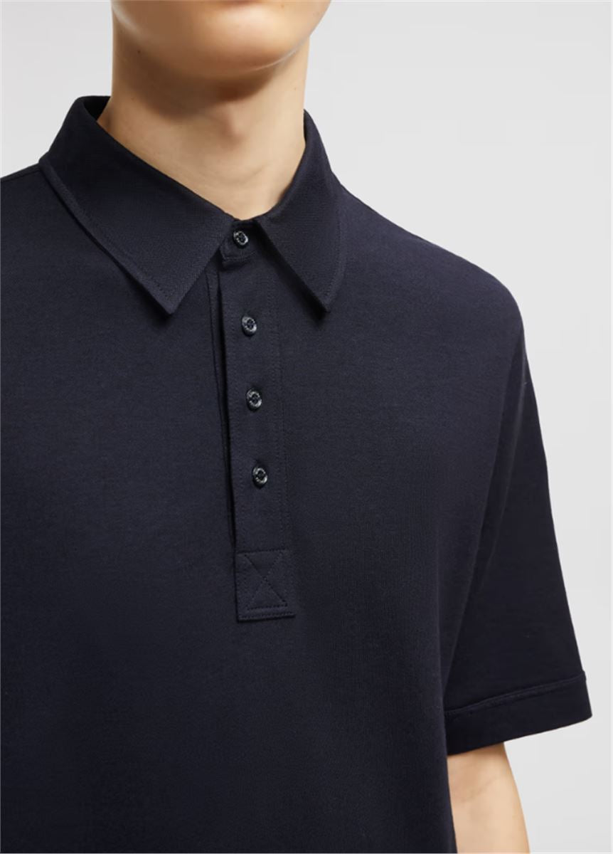 DOUBLE LEATHER LOGO COTTON POLO SHIRT