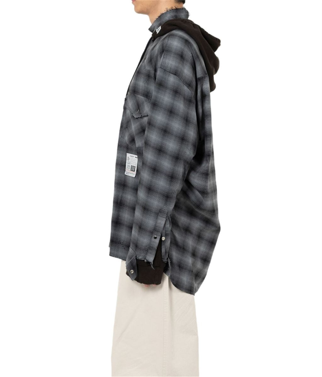 HOODIE COMBINE CHECKERED SHIRT