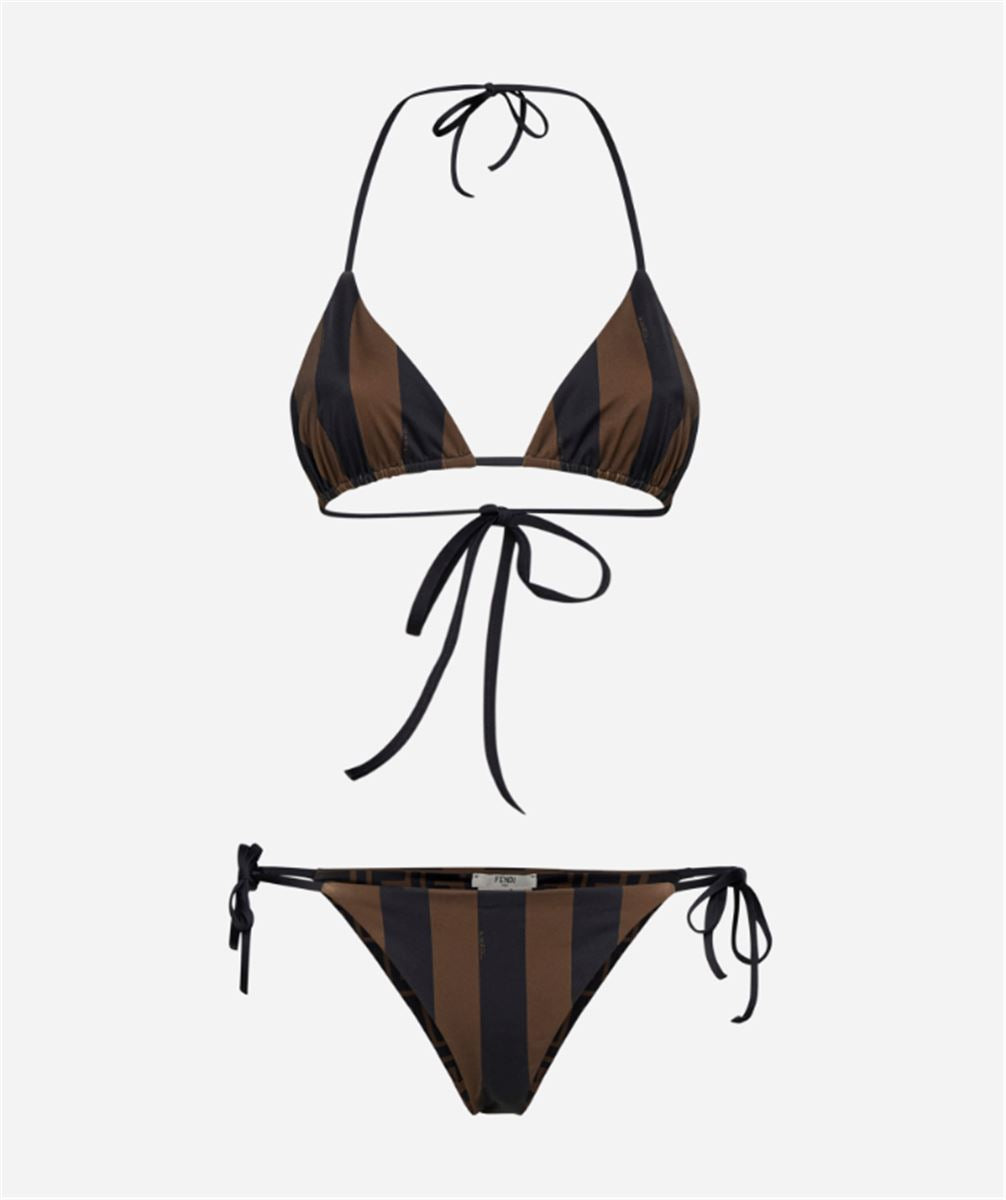 FF AND STRIPED REVERSIBILE BIKINI FENDI