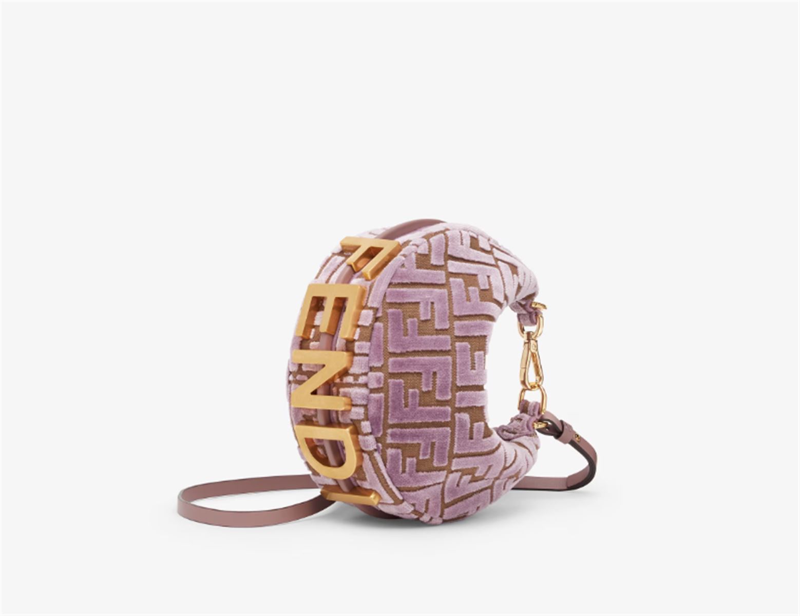 MAUVE PINK FF JACQUARD VELVET MINI-BAG