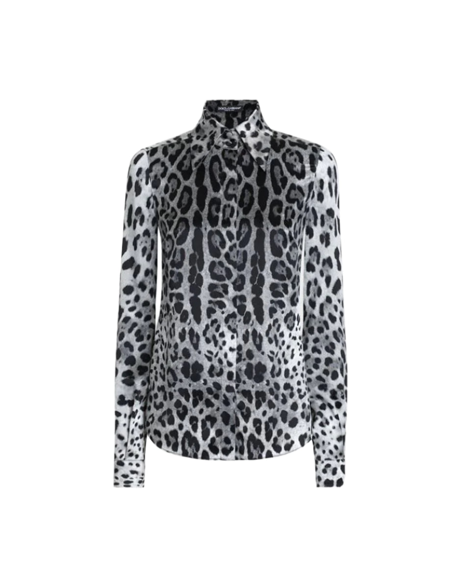 LEOPARD-PRINT SILK SATIN SHIRT