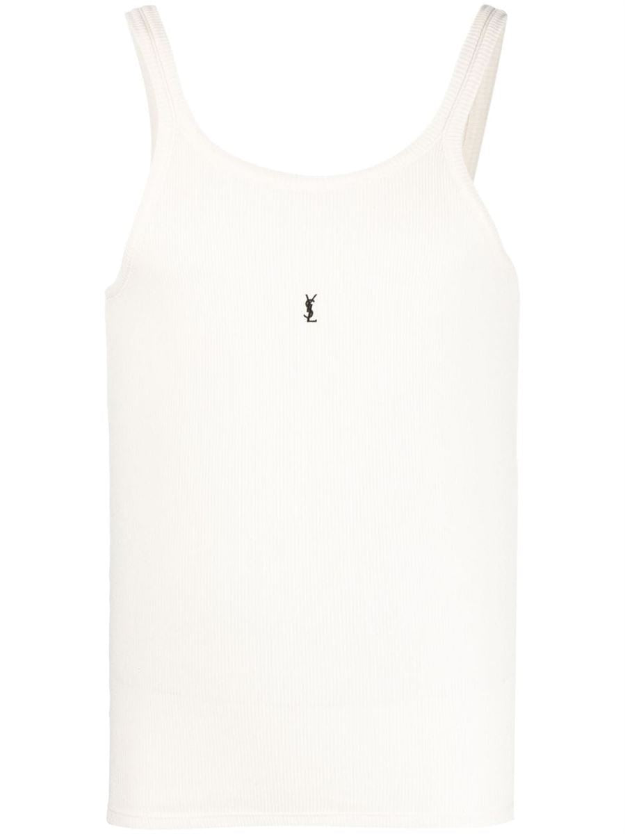 LOGO-EMBROIDERED RIBBED TANK TOP SAINT LAURENT