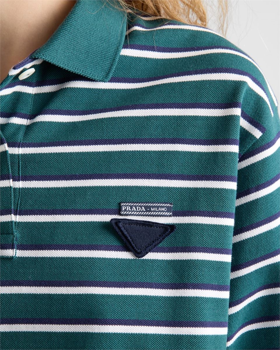 CROPPED STRIPED PIQUÉ POLO SHIRT