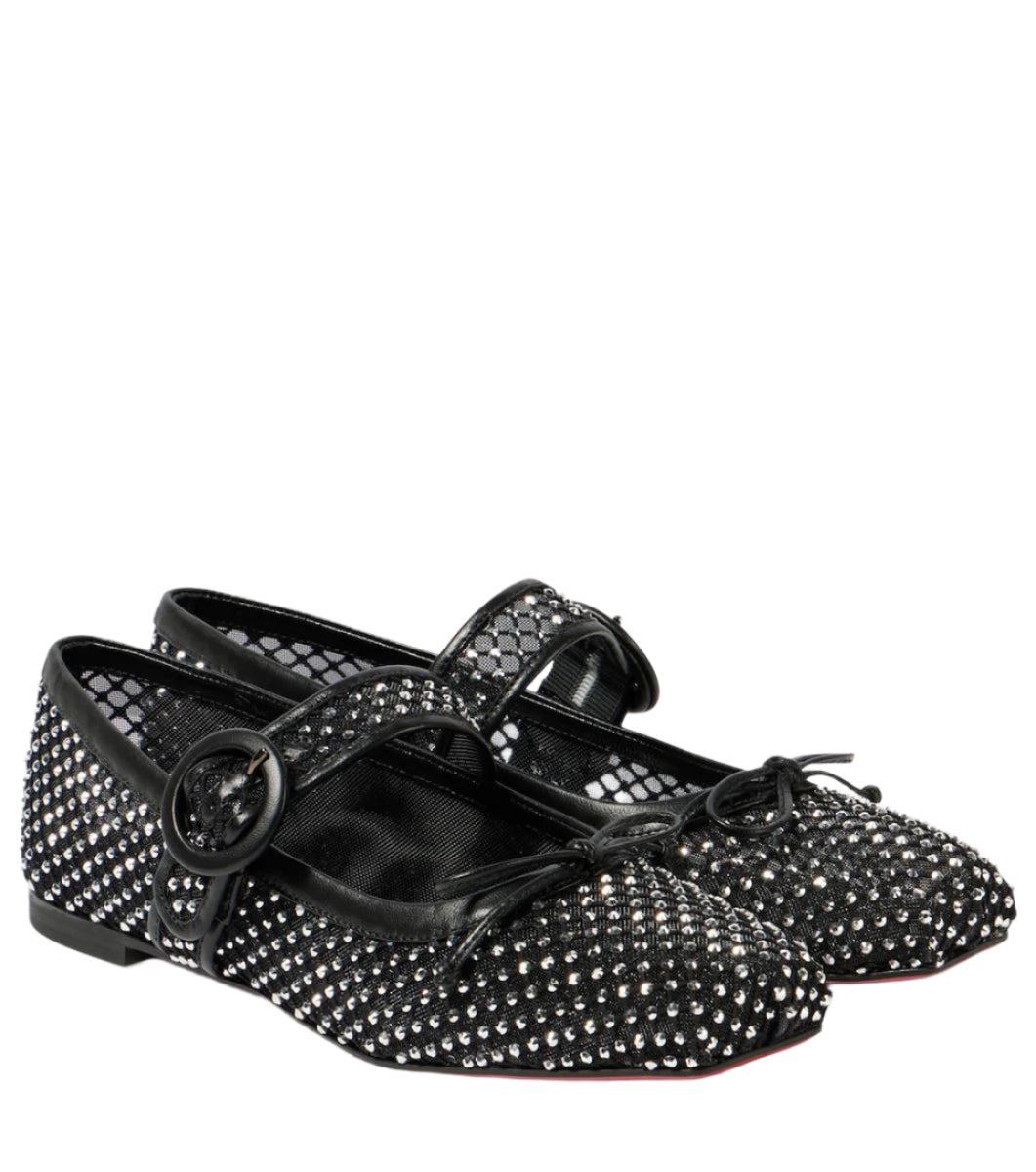 MAMASTRAPITINA EMBELLISHED MESH BALLET FLATS