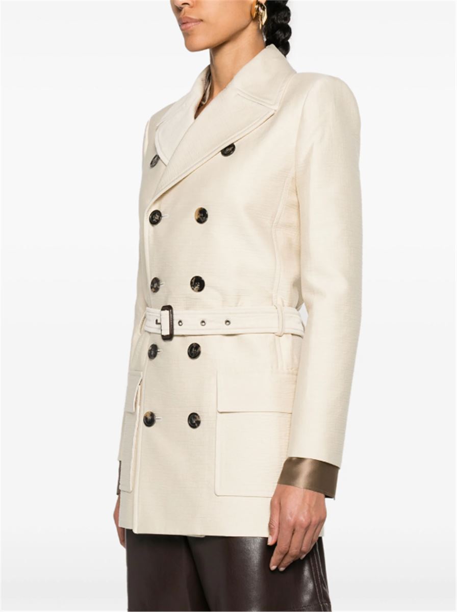 BELTED DOUBLE-BREASTED COAT SAINT LAURENT