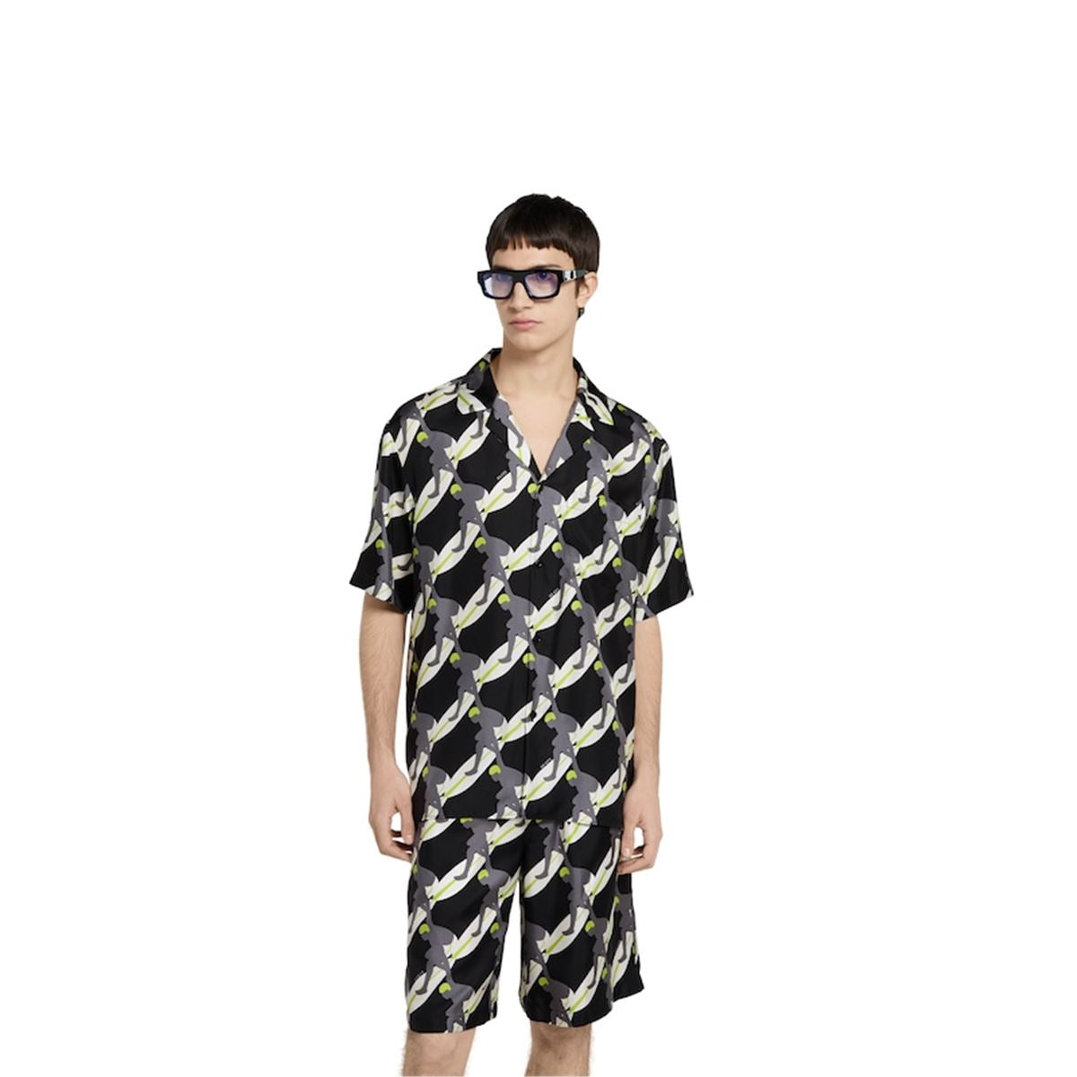 PRINTED SILK BOWLING SHIRT