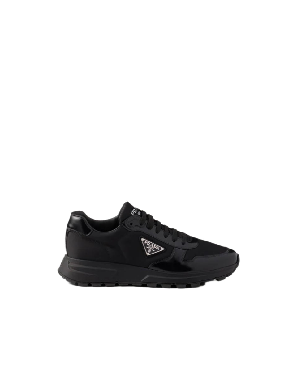 PRAX 01 RE-NYLON AND BRUSHED LEATHER SNEAKERS