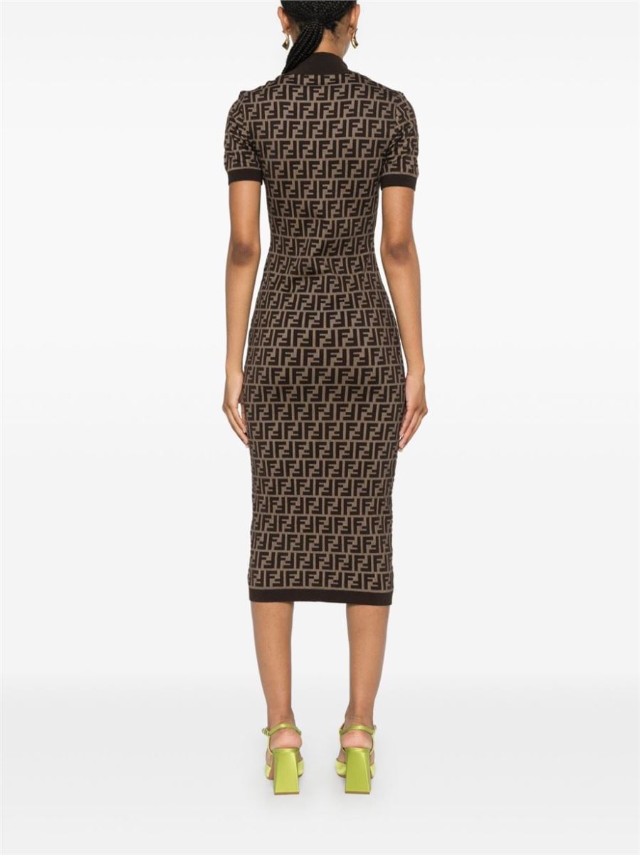 FF-JACQUARD MIDI DRESS FENDI