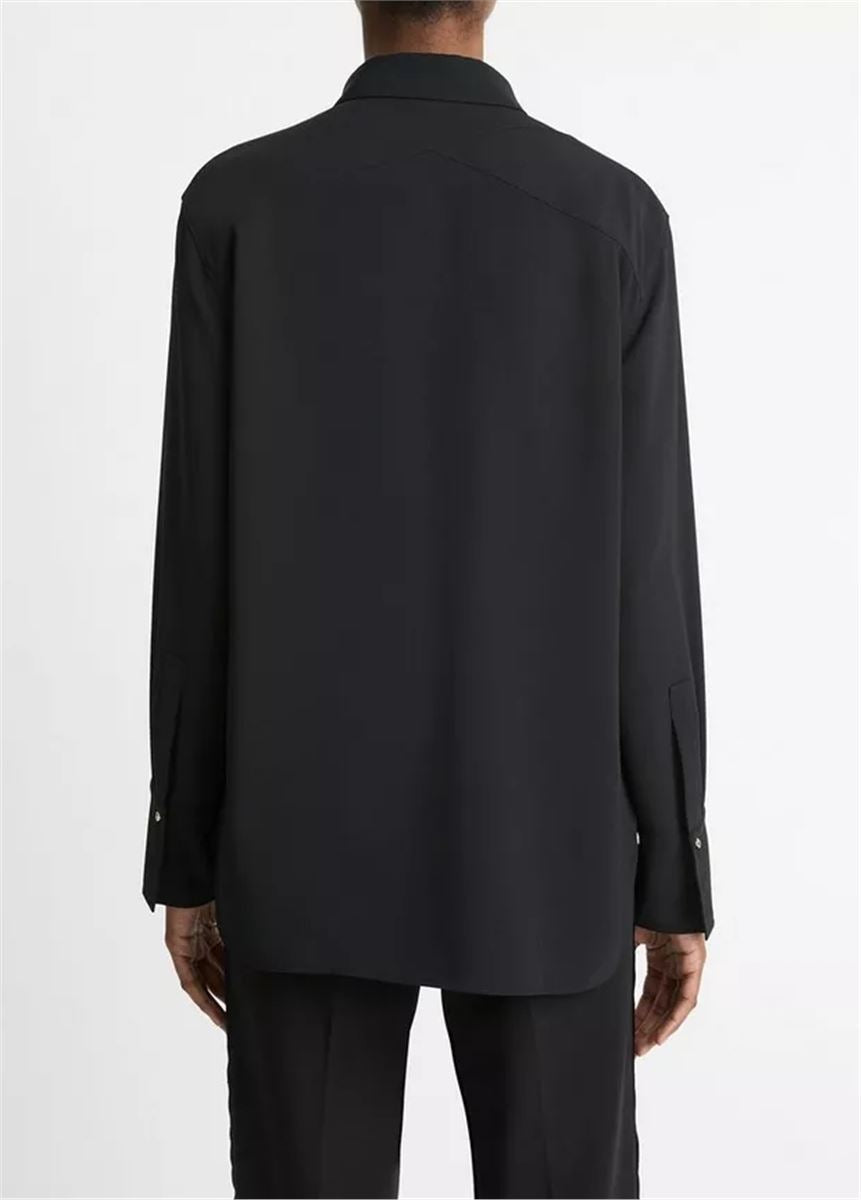 EMBELLISHED POINT-COLLAR CREPE SHIRT