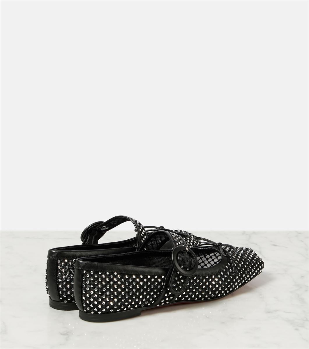 MAMASTRAPITINA EMBELLISHED MESH BALLET FLATS