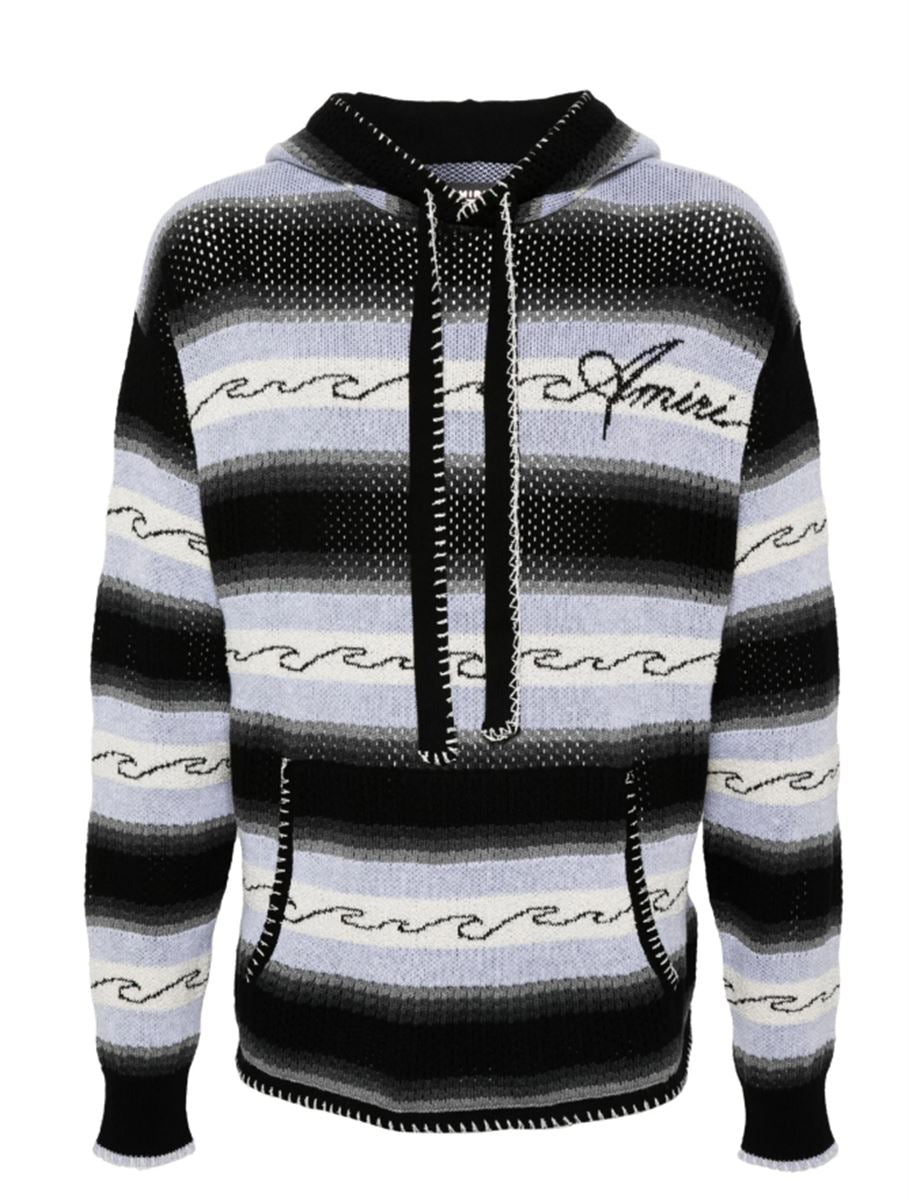 STRIPED KNITTED HOODIE