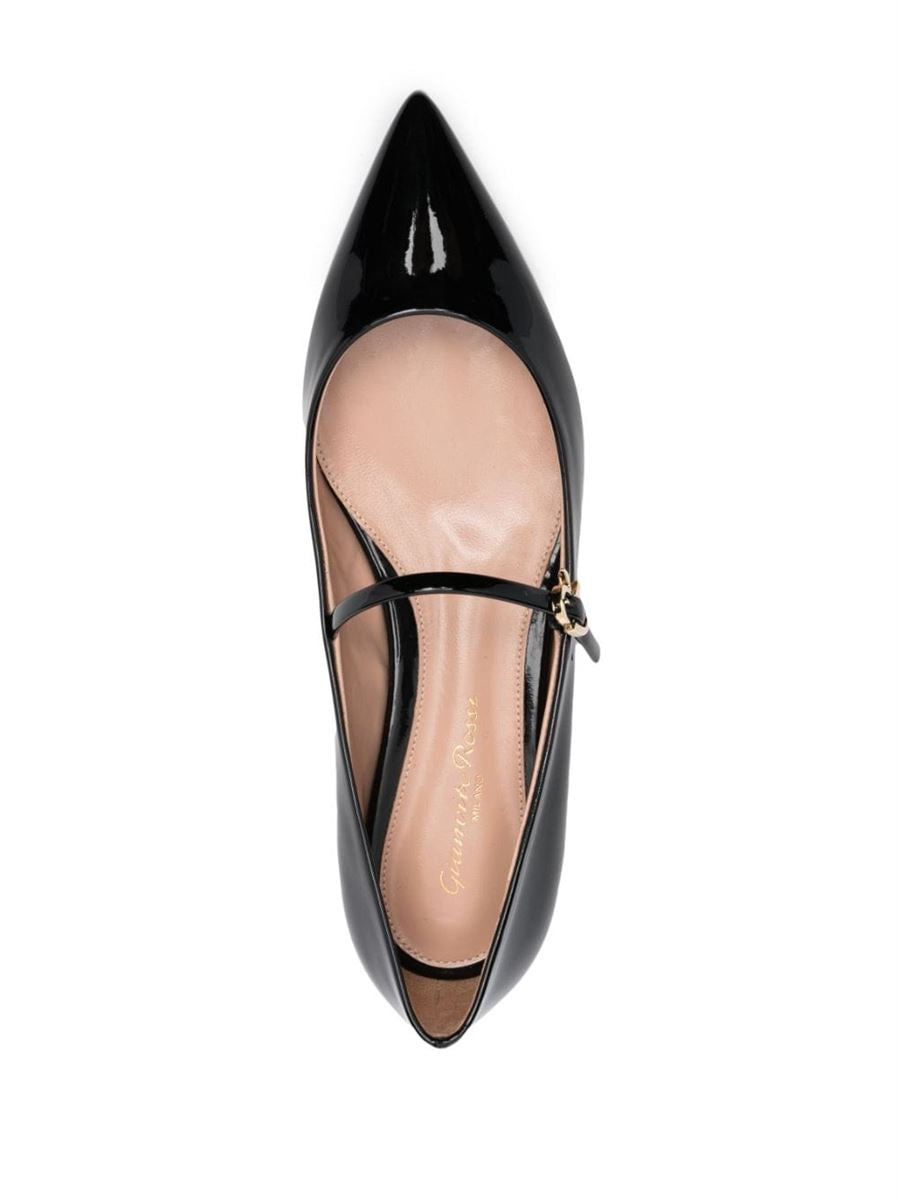 POINTED-TOE BUCKLE-STRAP BALLERINA SHOES