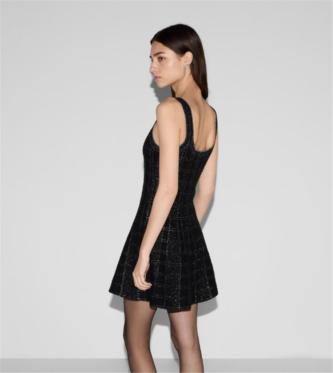 WOOL AND LAMÉ CHECK JACQUARD DRESS