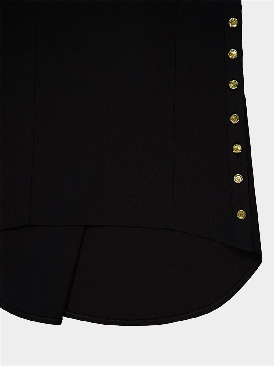 BLACK PUNTO MILANO SKIRT WITH BUTTONS