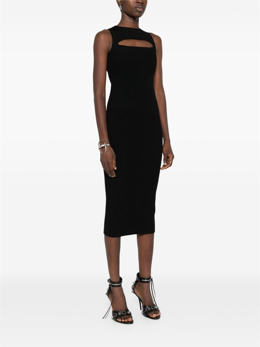 CUT-OUT RIBBED MAXI DRESS A. MCQUEEN