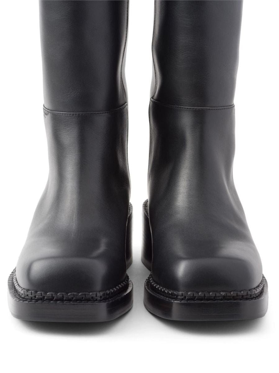 KNEE-HIGH 55MM LEATHER BOOTS PRADA