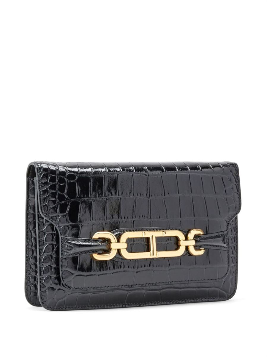 SMALL WHITNEY CROCODILE-EMBOSSED SHOULDER BAG TOM FORD