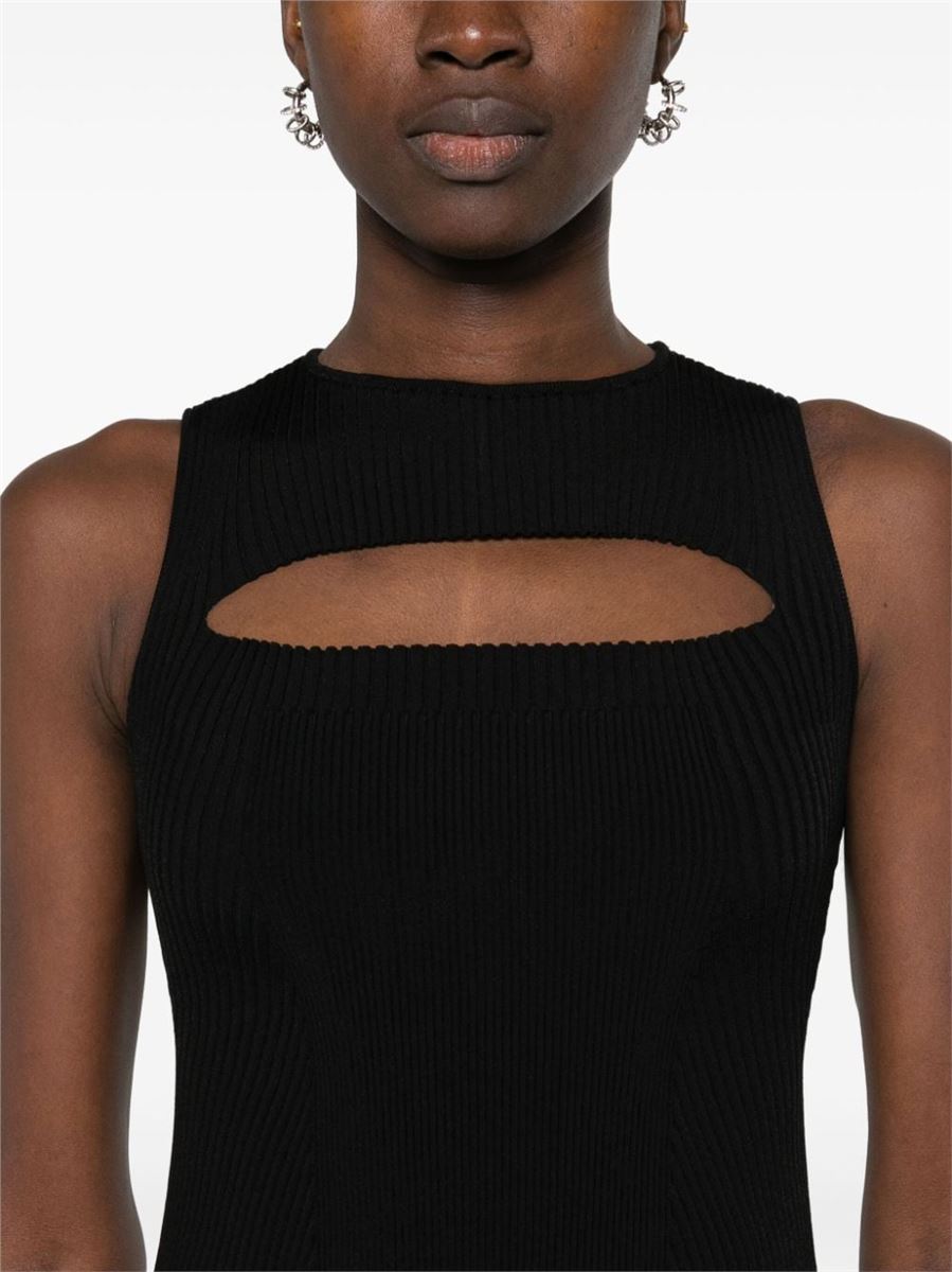 CUT-OUT RIBBED MAXI DRESS A. MCQUEEN