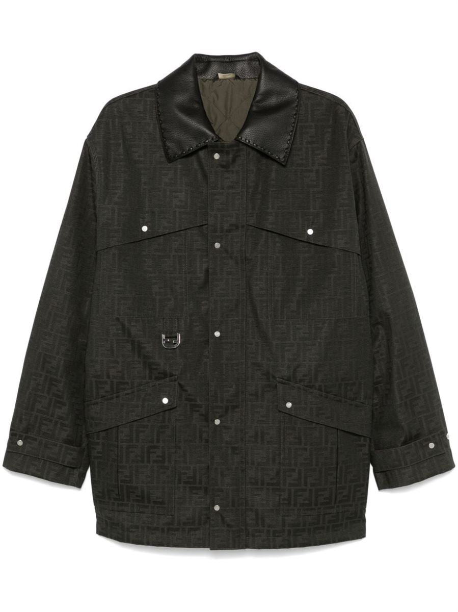 FF-JACQUARD WAXED COAT FENDI