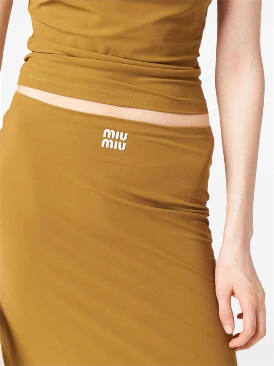 RUBBERIZED-LOGO MIDI SKIRT MIU MIU