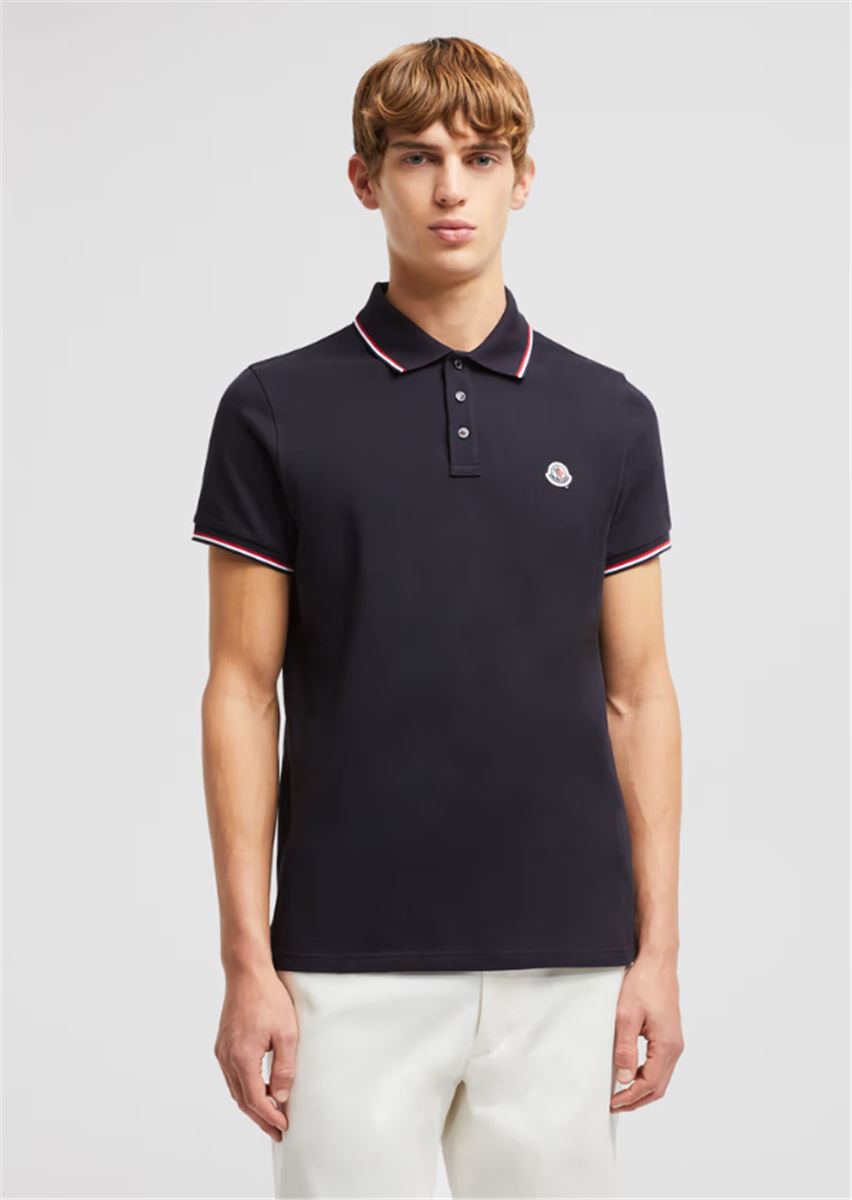 TRICOLOR-TRIMMED COTTON PIQUET POLO SHIRT