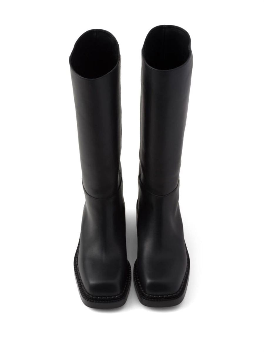 KNEE-HIGH 55MM LEATHER BOOTS PRADA