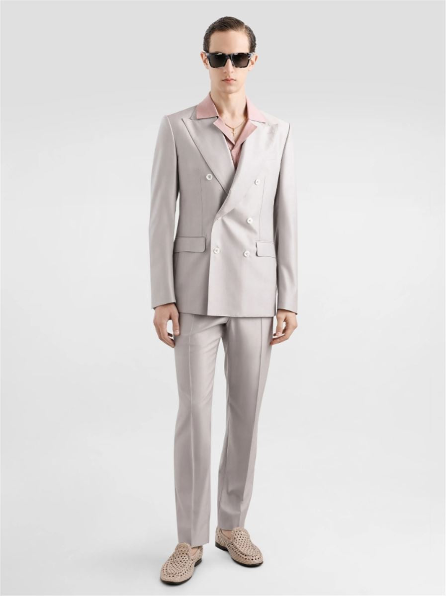 DECONSTRUCTED DOUBLE-BREASTED WOOL AND SILK SUIT