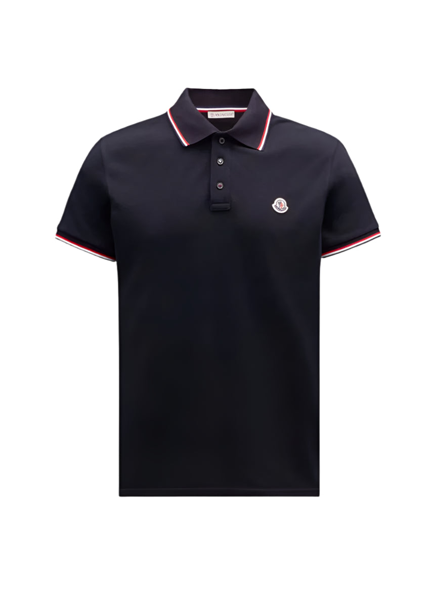 TRICOLOR-TRIMMED COTTON PIQUET POLO SHIRT