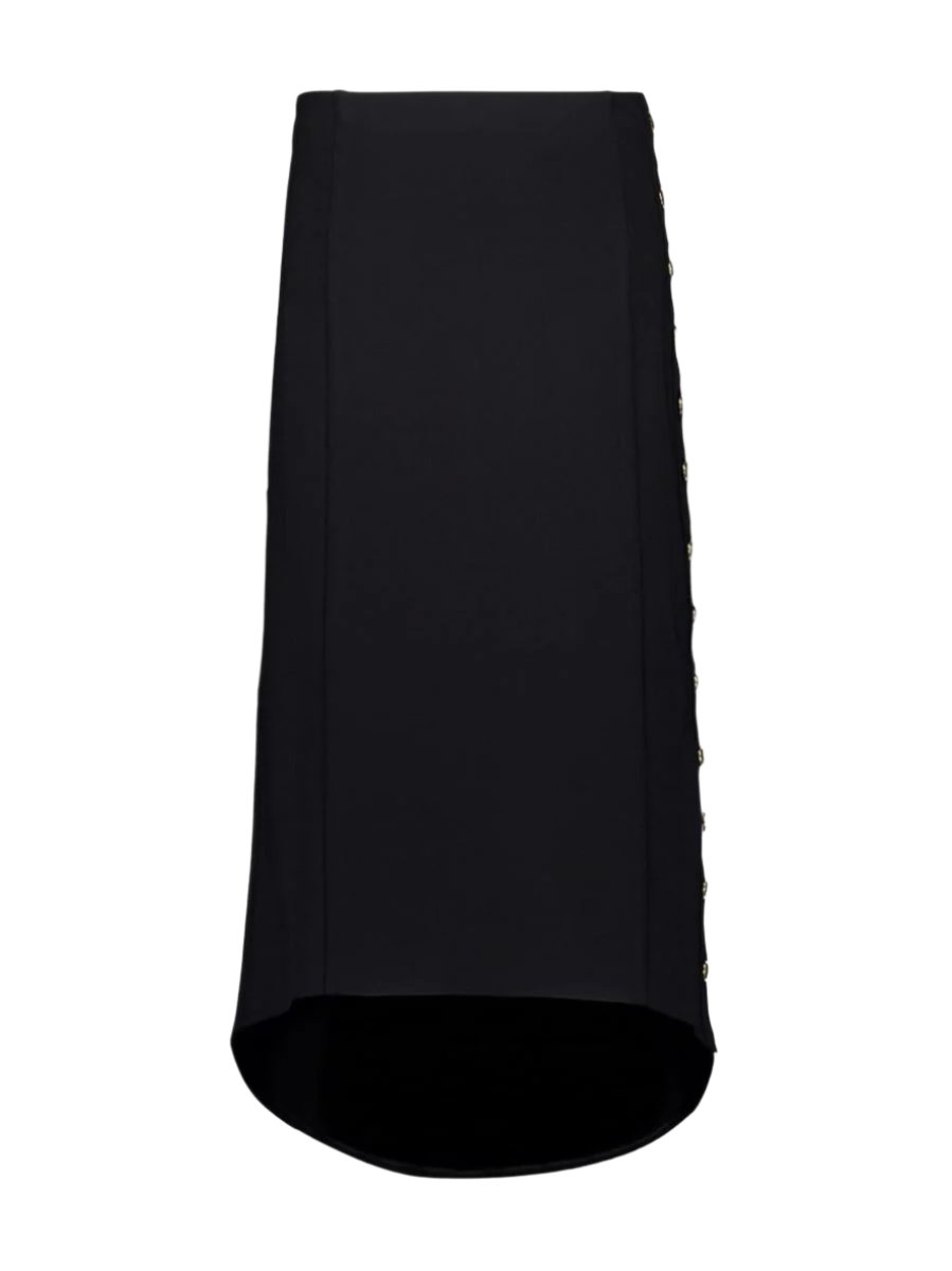 BLACK PUNTO MILANO SKIRT WITH BUTTONS