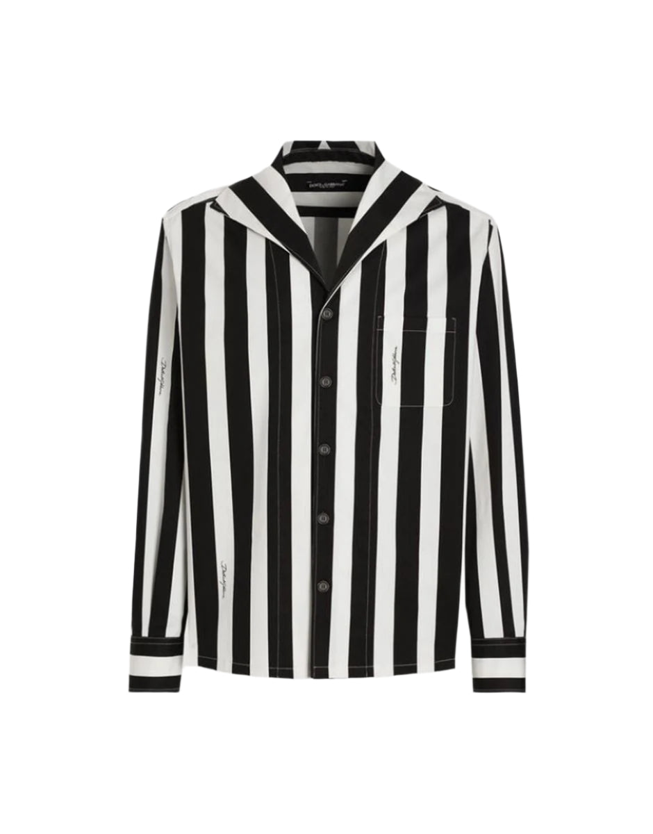 COTTON DRILL SHIRT WITH STRIPED PRINT