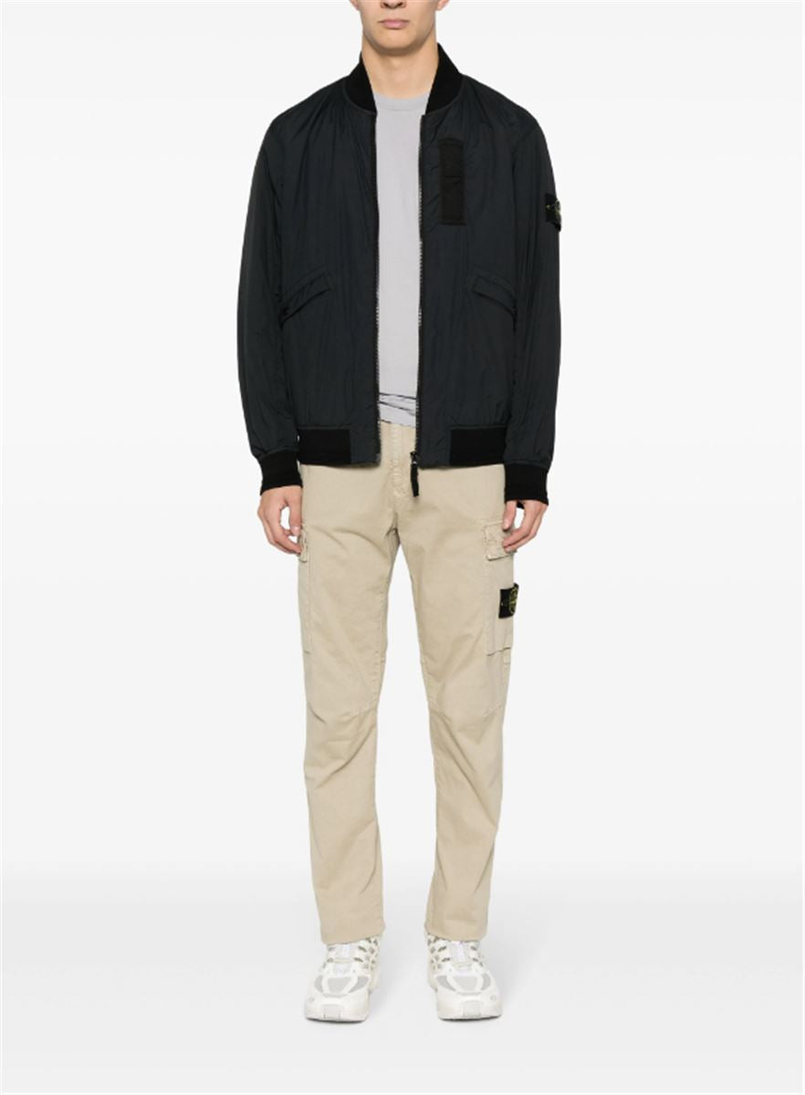 COMPASS-PATCH ZIPPED BOMBER JACKET