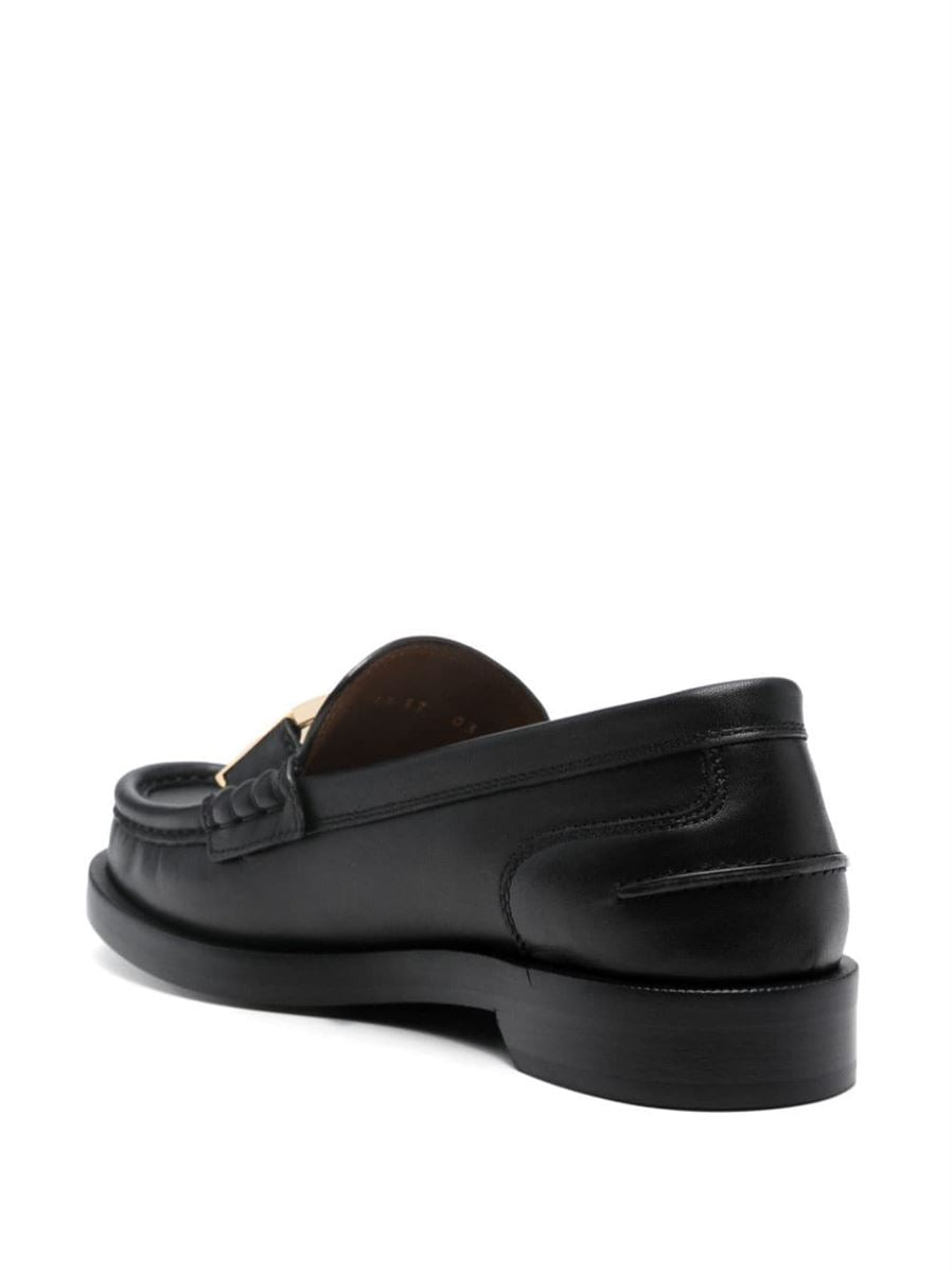 FF LOGO-PLAQUE LEATHER LOAFERS FENDI