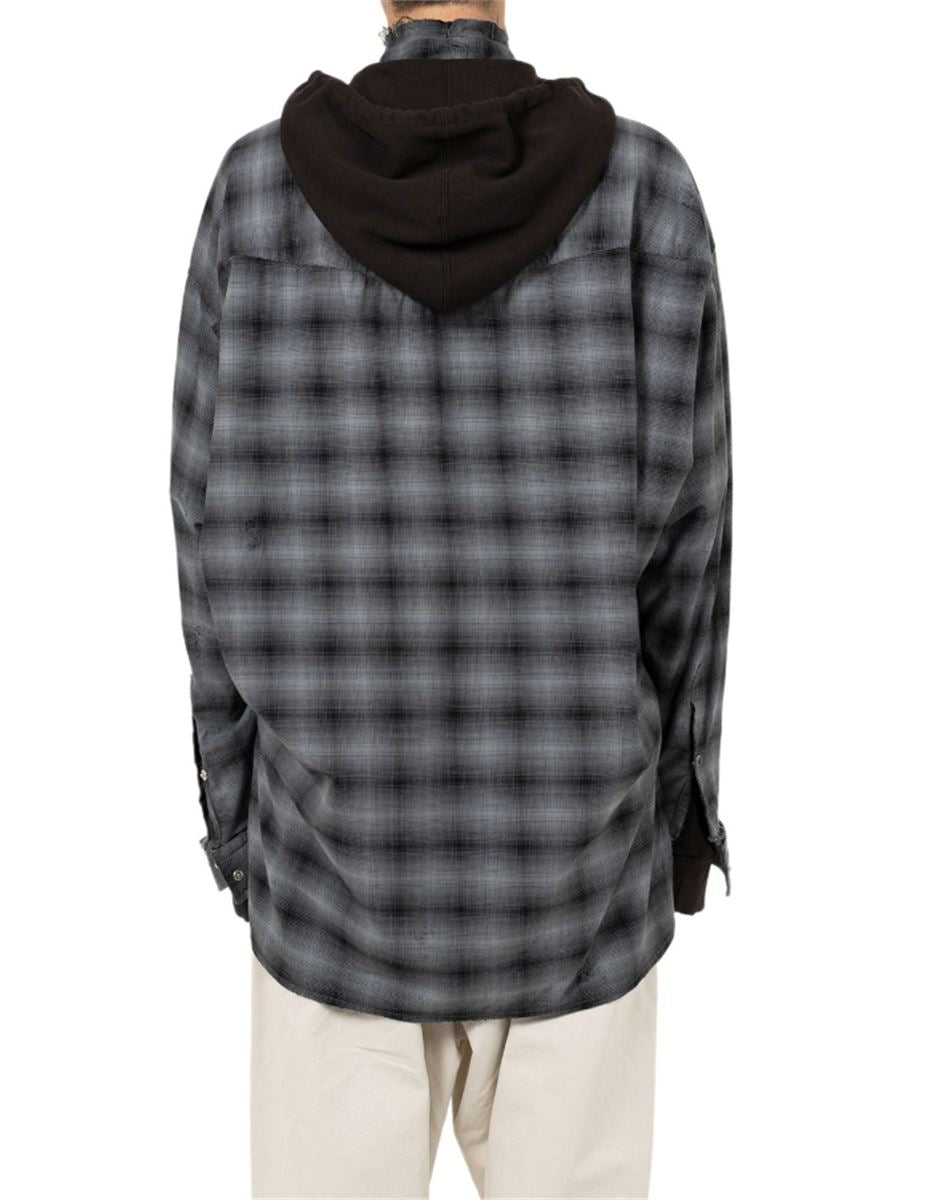 HOODIE COMBINE CHECKERED SHIRT