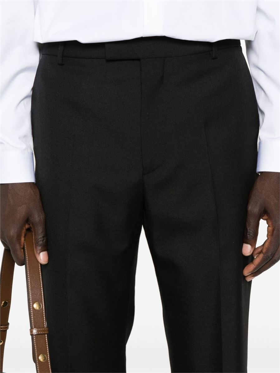 LOGO-EMBROIDERED TWILL TAILORED TROUSERS GUCCI