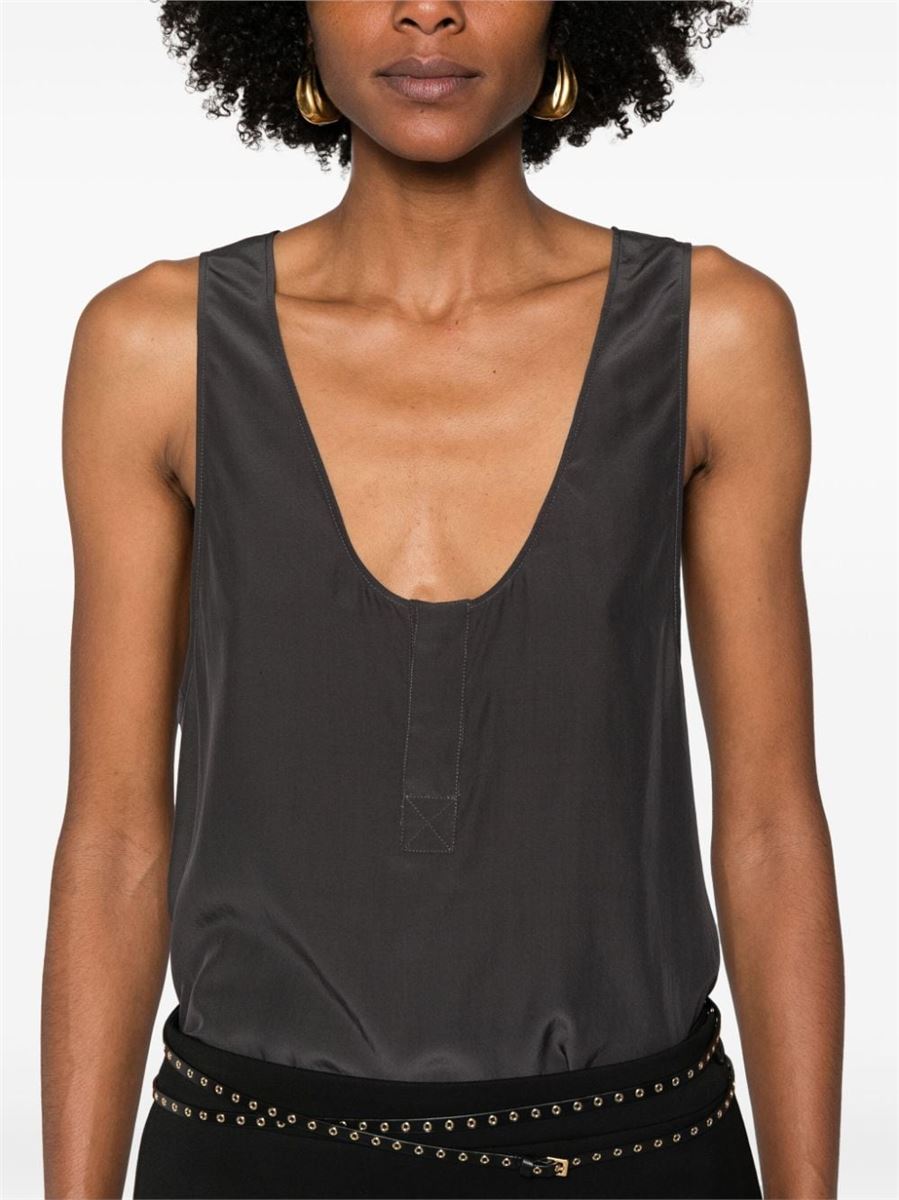 HENLEY-NECK SILK TANK TOP SAINT LAURENT