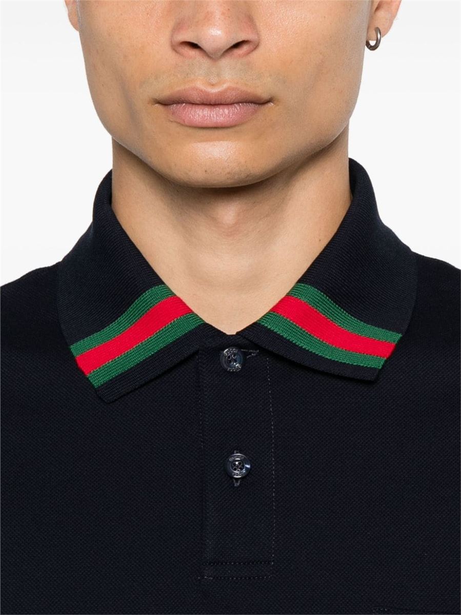 WEB COTTON POLO SHIRT GUCCI