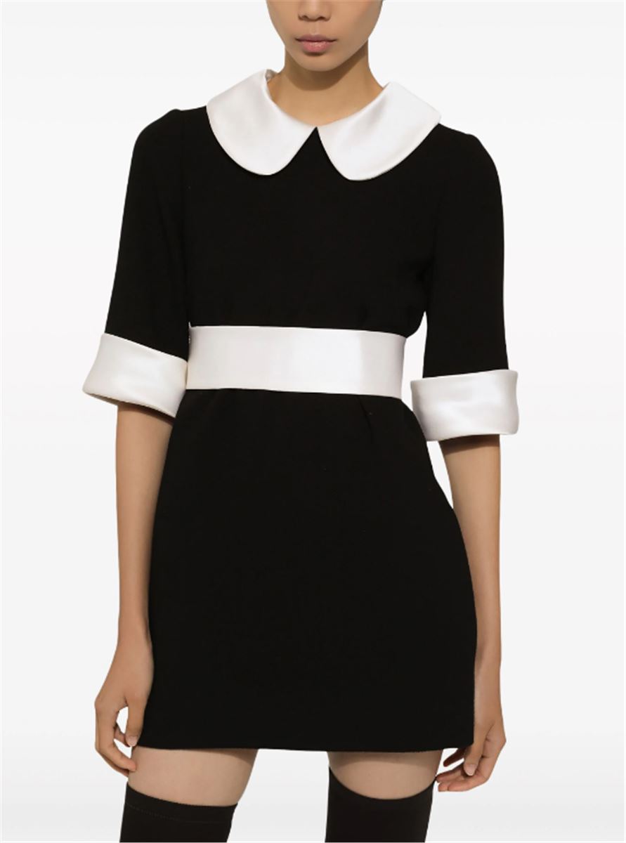 PETER PAN COLLAR VIRGIN WOOL MINIDRESS DOLCE & GABBANA