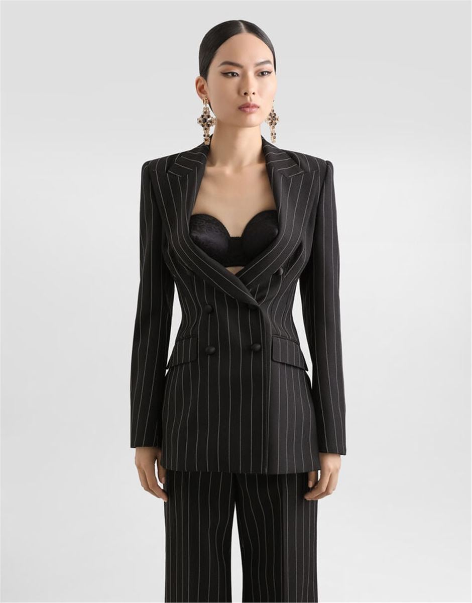 DOUBLE-BREASTED PINSTRIPE WOOL JACKET