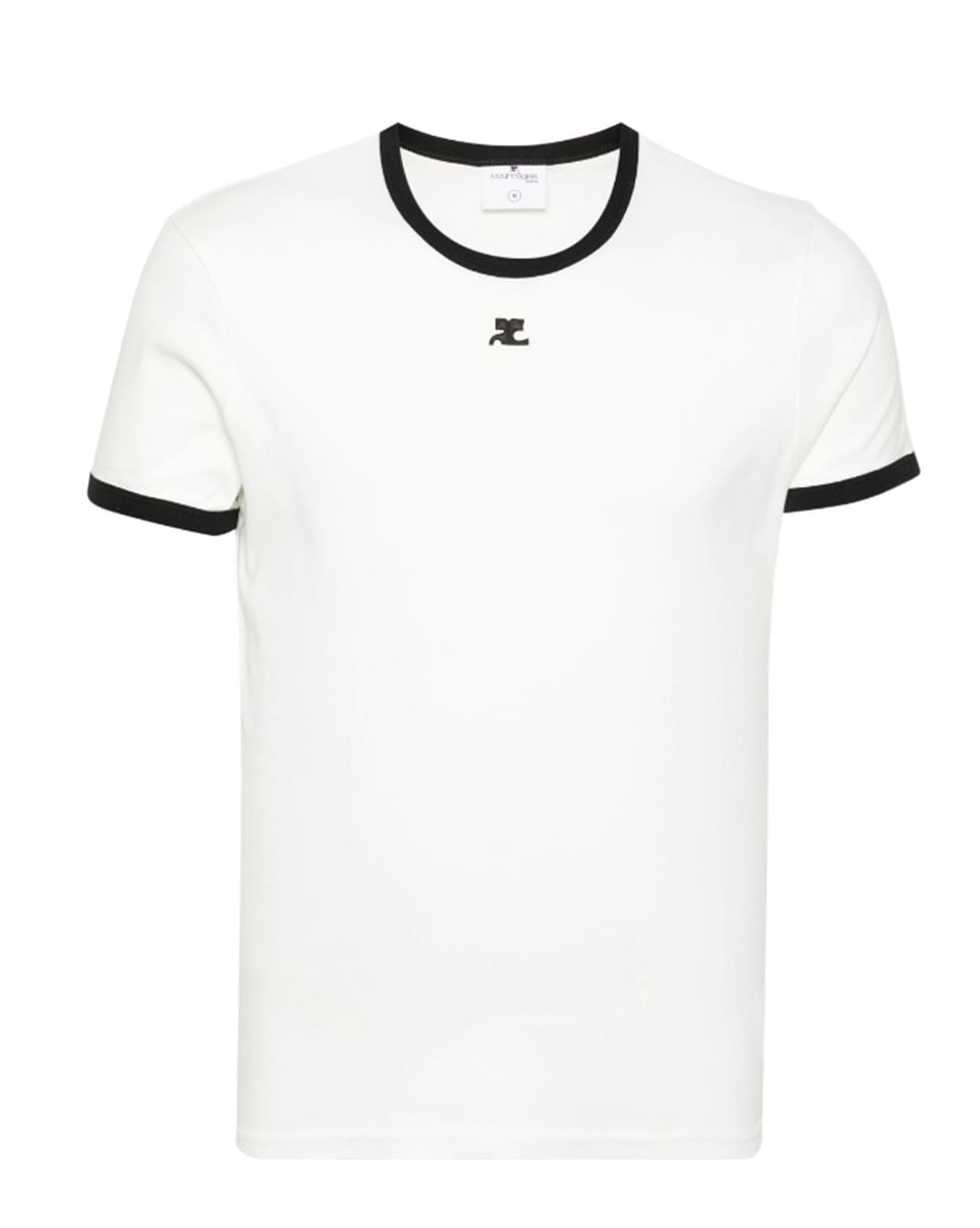 CONTRAST COTTON T-SHIRT COURREGES