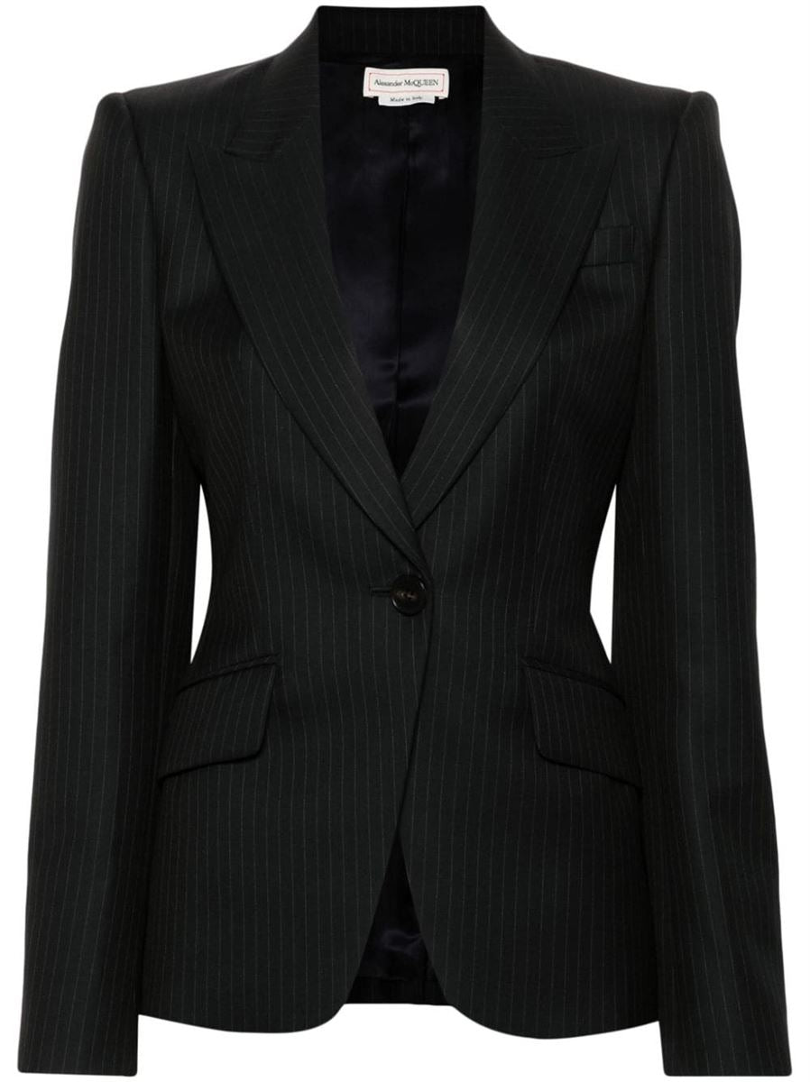 SINGLE-BREASTED PINSTRIPE BLAZER A. MCQUEEN