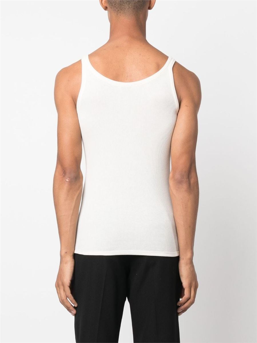 LOGO-EMBROIDERED RIBBED TANK TOP SAINT LAURENT