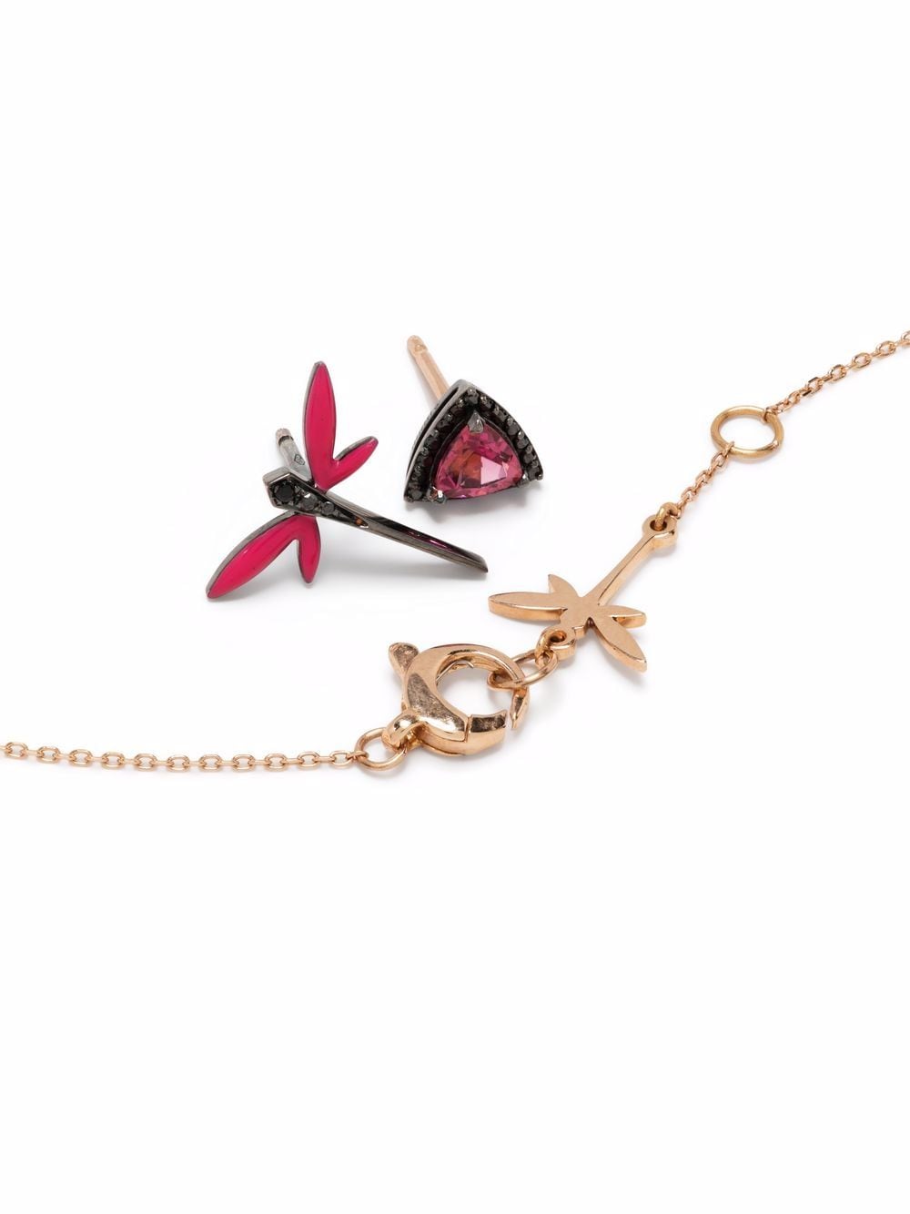 18KT ROSE GOLD DRAGONFLY EARRINGS AND NECKLACE SET