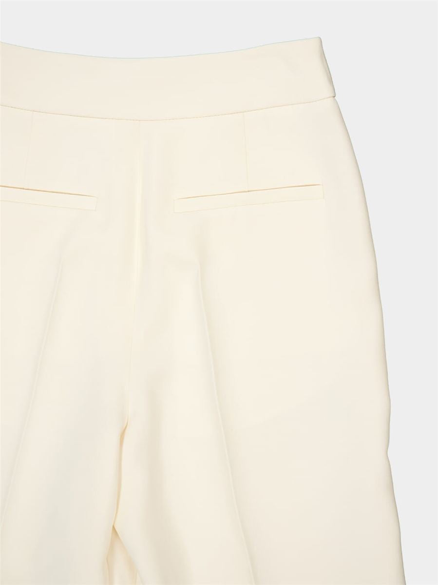 IVORY WIDE-LEG VIRGIN WOOL CREPE TROUSERS