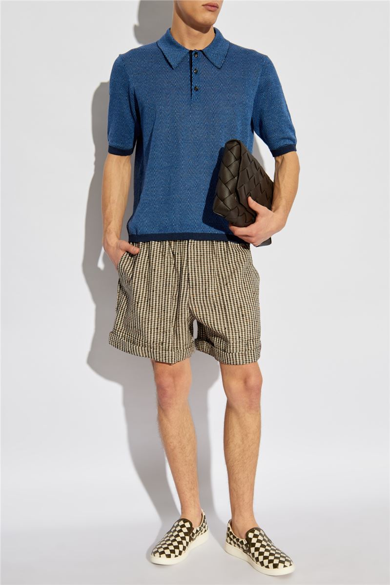 BEIGE CHECK PATTERN SHORTS