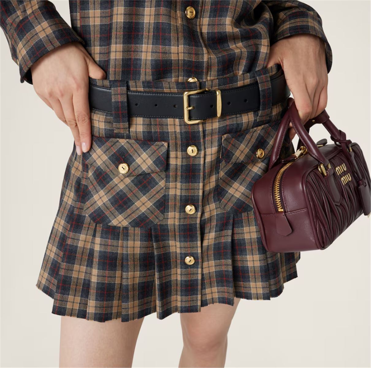 PLEATED TARTAN MINISKIRT