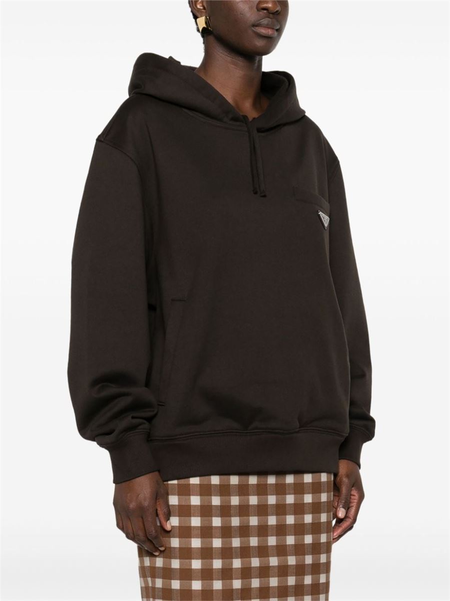 TRIANGLE-LOGO COTTON HOODIE PRADA