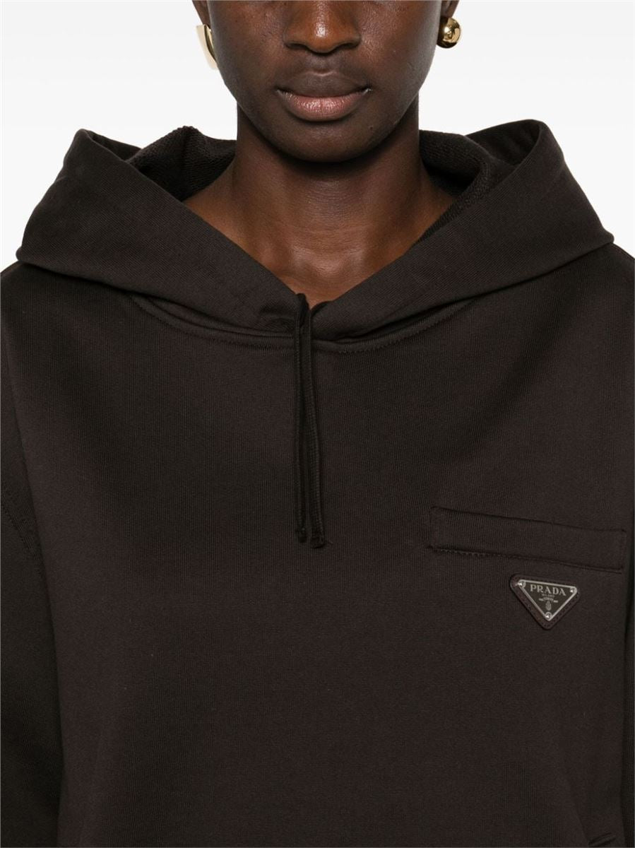 TRIANGLE-LOGO COTTON HOODIE PRADA