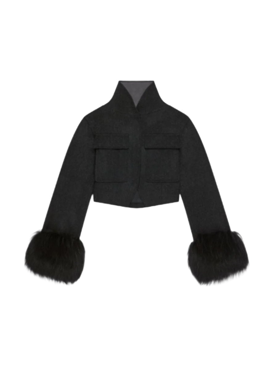 SLIM FIT JACKET IN WOOL AND FUR